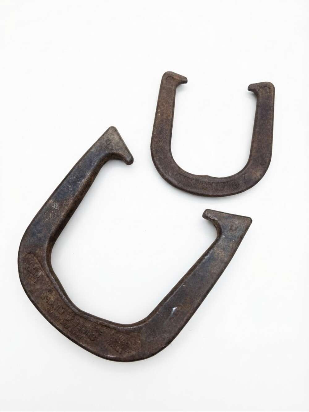 Pair of Vintage Cast Iron Horseshoes - Diamond Super Ringer Backyard Game Decor